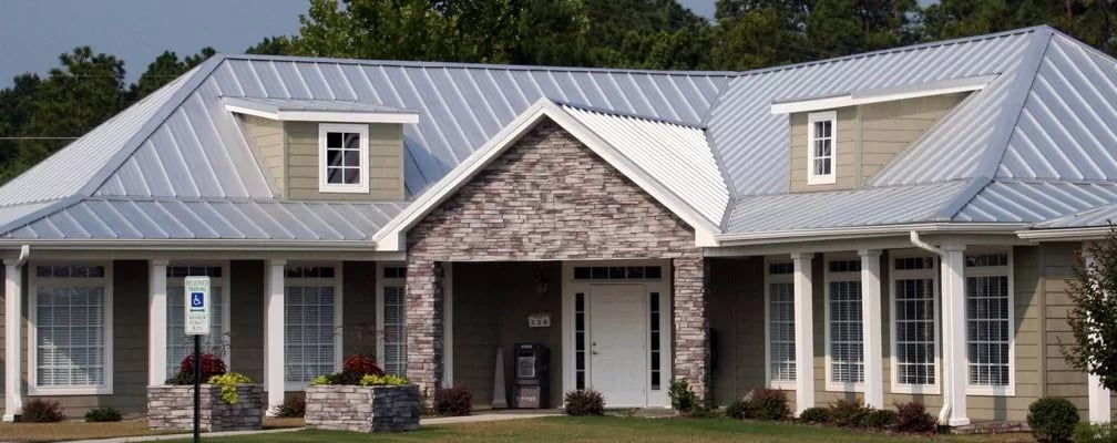 Gray Metal Roof on One Story House