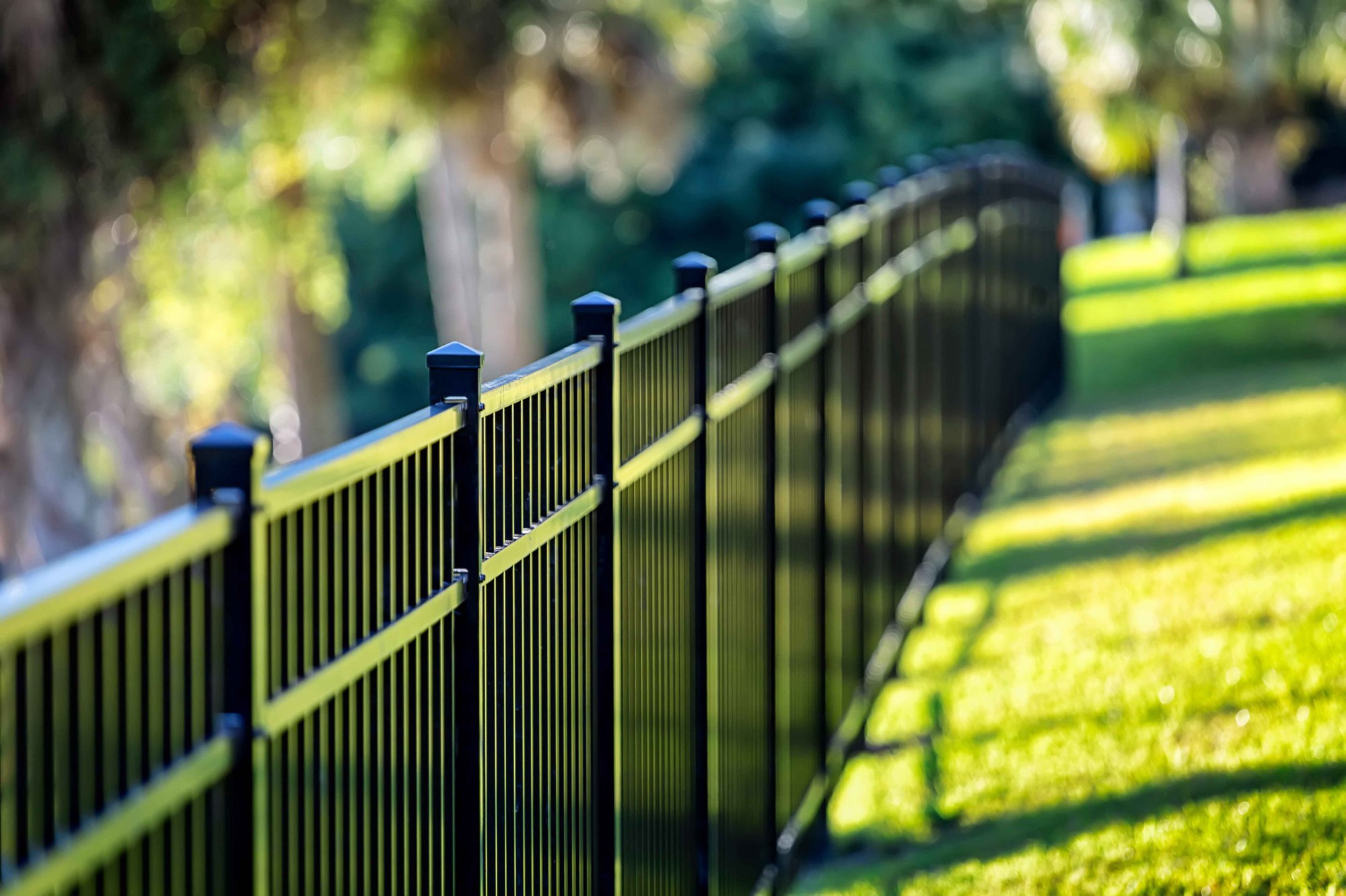 Black Aluminum Fence Double Rail Short
