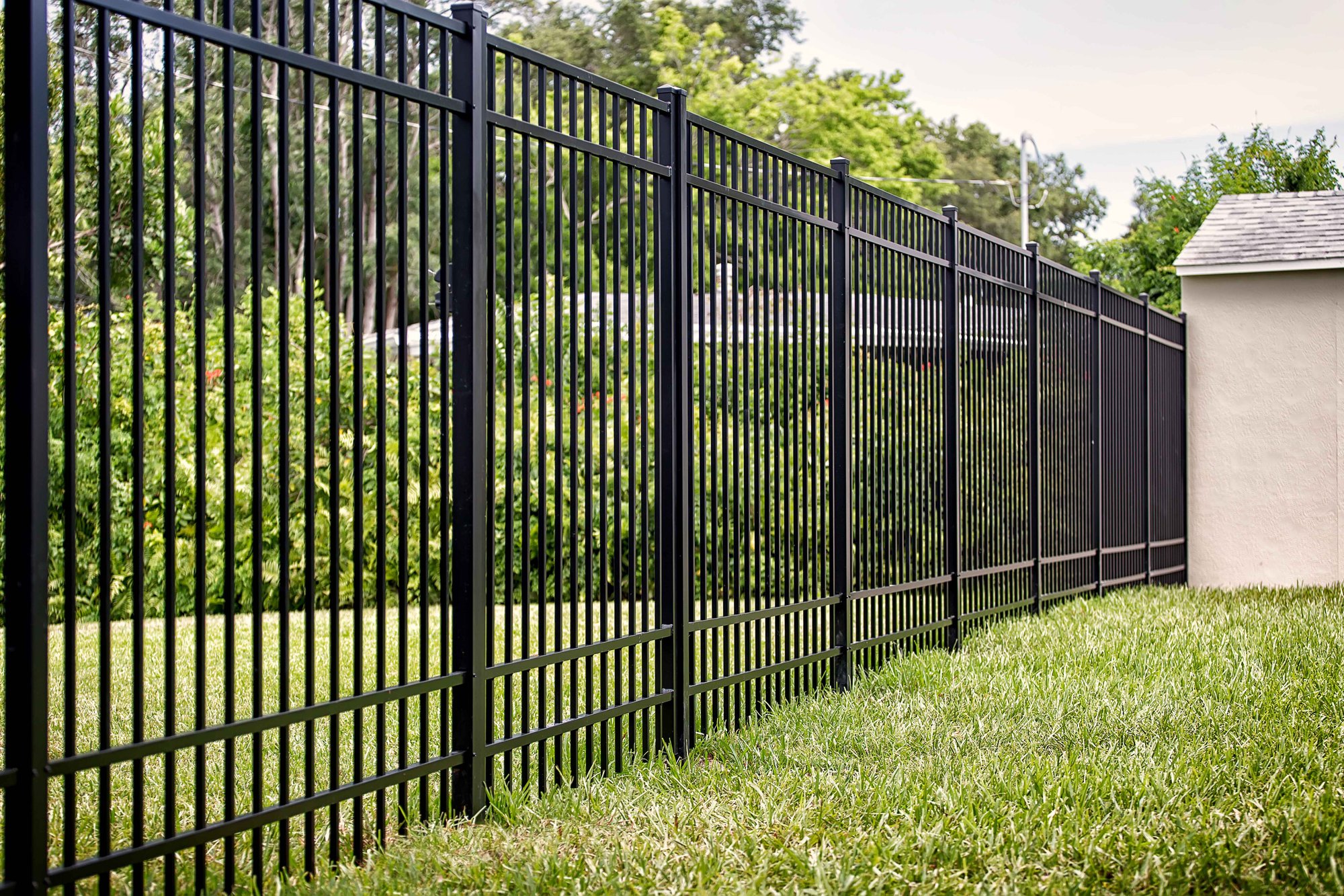 Black Aluminum Fence Double Rail Tall