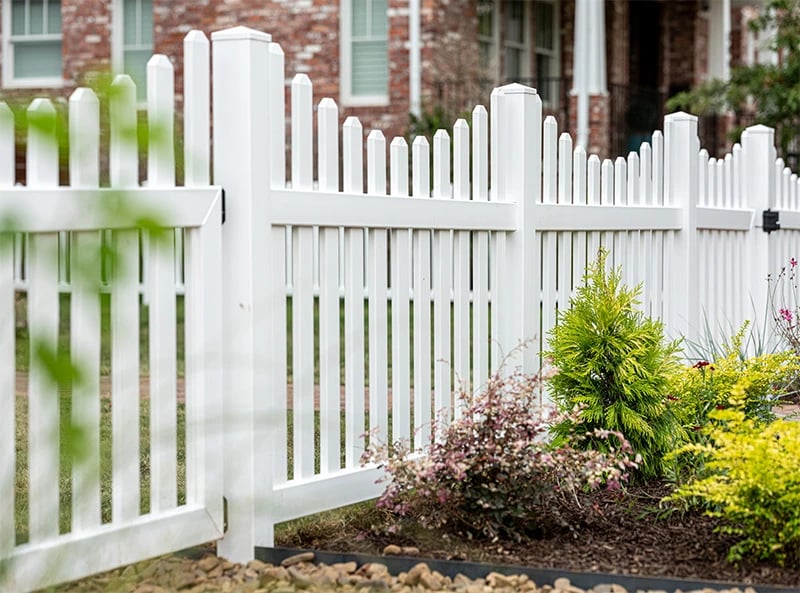 Picket fence in yard